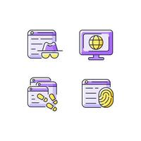 ensemble d'icônes de couleur rvb violet censure en ligne vecteur