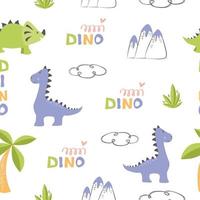 dinosaures mignons de modèle vectoriel pour le design textile pour enfants