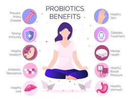 probiotique, lactobacillus avantages pour la santé infographie vectorielle. vecteur