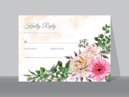 belles cartes d'invitation de mariage floral vecteur