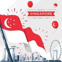 illustration vectorielle 9 août fête de l'indépendance de singapour vecteur