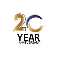 Modèle vectoriel de logo d'anniversaire de 20 ans