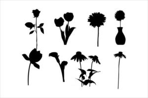 ensemble de vecteurs de silhouettes de fleurs vecteur