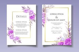 modèle de carte d'invitation de mariage floral élégant vecteur