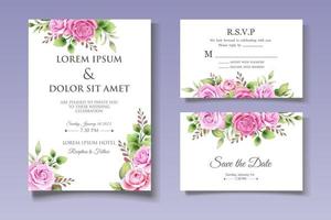 modèle de carte d'invitation de mariage floral élégant vecteur