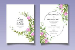 modèle de carte d'invitation de mariage floral élégant vecteur