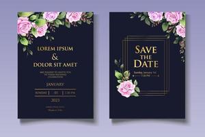 modèle de carte d'invitation de mariage floral élégant vecteur