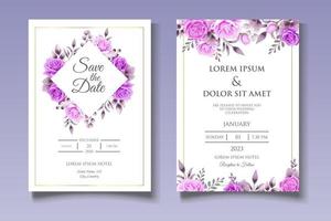 modèle de carte d'invitation de mariage floral élégant vecteur