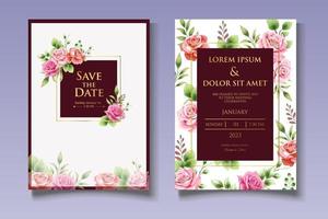 modèle de carte d'invitation de mariage floral élégant vecteur