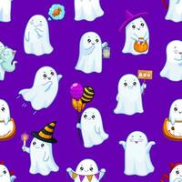 Halloween des fantômes sans couture modèle avec des fantômes vecteur