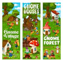dessin animé gnome personnages à Conte de fée village vecteur