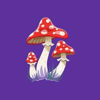 Halloween mouche agaric amanite champignons, dessin animé vecteur