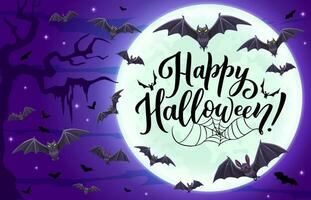 Halloween nuage de en volant chauves-souris dans nuit, vacances vecteur