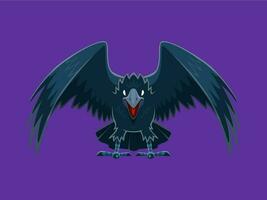 Halloween sorcière corbeau, vacances dessin animé monstre vecteur
