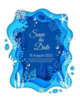 mariage invitation sur mer papier Couper paysage vecteur