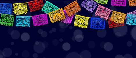 mexicain cinco de mayo papel picado papier guirlande vecteur