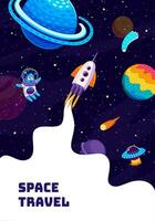 espace Voyage affiche fusée vaisseau spatial lancement, extraterrestre vecteur