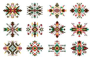 tribal mexicain aztèque ou navajo ethnique motifs ensemble vecteur