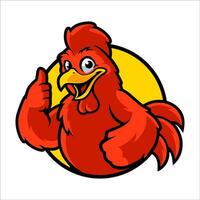 rouge poulet dessin animé personnage mascotte vecteur