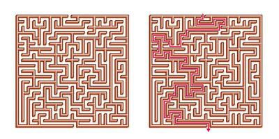 vecteur 3d isométrique facile carré Labyrinthe - labyrinthe avec inclus solution. marrant éducatif esprit Jeu pour coordination, problèmes résoudre, décision fabrication compétences test.