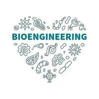 génie biologique vecteur science concept cœur en forme de bannière - bio ingénierie illustration