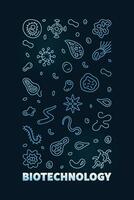 biotechnologie science concept vecteur bleu verticale bannière ou illustration dans mince ligne style