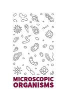 microscopique organismes vecteur microbiologie concept ligne verticale bannière - microorganismes illustration