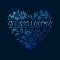 virologie cœur vecteur micro la biologie et virus concept contour coloré en forme de coeur bannière