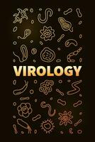 virologie vecteur micro la biologie et virus concept contour d'or illustration ou verticale bannière