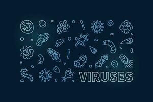 virus concept contour vecteur coloré horizontal bannière fabriqué avec virus linéaire panneaux