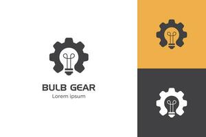 ampoule et équipement logo icône conception pour éducation, idée, innovation, invention, et affaires logo symbole vecteur