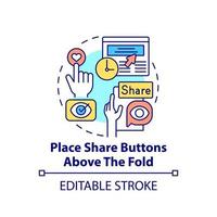 placez les boutons de partage au-dessus de l'icône du concept de pli vecteur