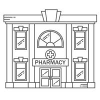 concept de médecine de ligne de construction de pharmacie. forme architecturale vecteur