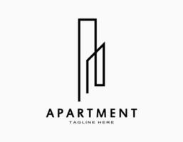 minimal et abstrait appartement logo. vecteur ligne art formes une la tour ou bâtiment. élégant conception pour entreprise, architecture, développeur, résidence.