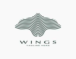 Facile élégant logo de ailes avec foncé vert. Créatif conception avec ligne et accident vasculaire cérébral concept. adapté pour hôtel, entreprise, café ou nourriture magasin. vecteur