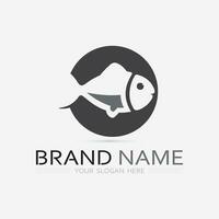 modèle de logo de conception d'icône abstraite de poisson, symbole vectoriel créatif du club de pêche ou de la boutique en ligne.