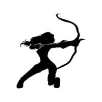 silhouette de le mouvements et corps forme de un archer vecteur