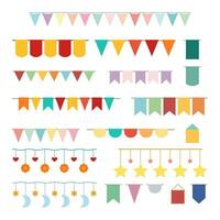 coloré papier éléments vecteur drapeaux pour anniversaire fête et vacances décoration