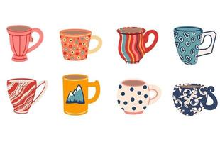une collection de tasses et mugs. illustration vectorielle vecteur