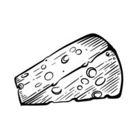 un morceau de fromage. croquis dessiné à la main vecteur