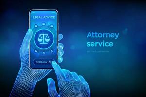 droit du travail, avocat avocat, concept de conseil juridique sur smartphone vecteur