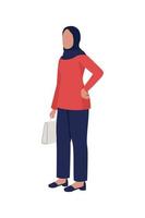 femme d'affaires musulmane caractère vectoriel de couleur semi-plat