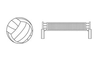 main tiré dessin animé vecteur illustration volley-ball net avec Balle sport icône isolé sur blanc Contexte