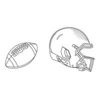 main tiré dessin animé vecteur illustration le rugby Balle et casque sport icône isolé sur blanc Contexte