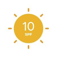 spf ligne icône vecteur. dix Soleil protection symboles pour écran solaire ou crème solaire des produits. pour cosmétique emballage vecteur