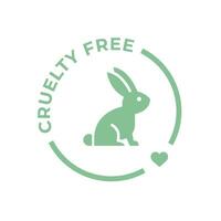 vert animal cruauté gratuit ligne icône. ne pas testé sur animaux avec lapin silhouette symbole avec cœur. vecteur illustration.