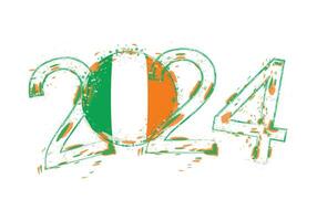 2024 année dans grunge style avec drapeau de Irlande. vecteur