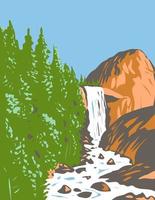 chute vernale dans le parc national de yosemite californie wpa poster art vecteur