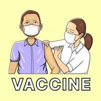 l'homme se fait vacciner pour se protéger du virus covid 19 vecteur