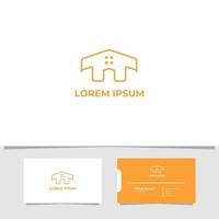 logo de maison en ligne simple et minimaliste avec carte de visite vecteur